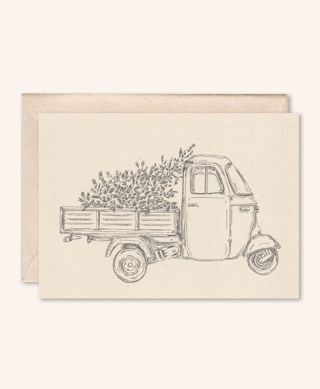 Sustainable card + envelope | Van Ape Christmas Tree | elderflower