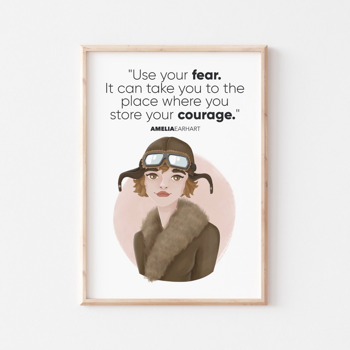 Amelia Earhart - Zitate Wandkunst (A4)