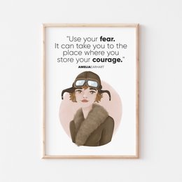 Amelia Earhart - Arte de pared con citas (A4)