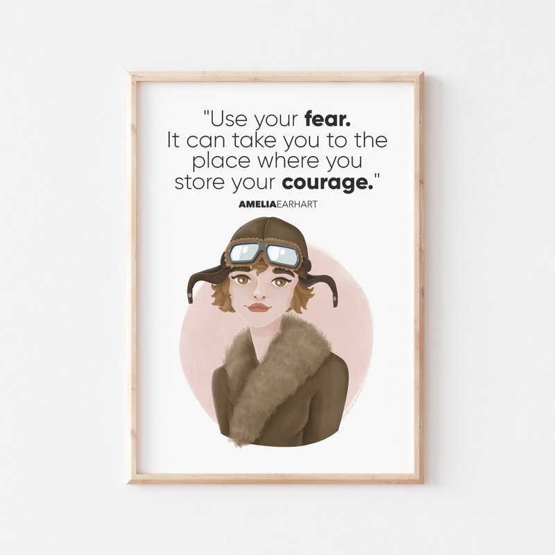 Amelia Earhart - Citazioni Wall Art (A4)