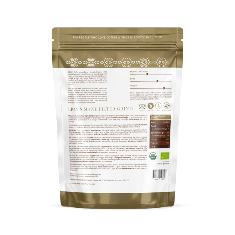 Lion´s Mane Low-Acid Specialty Mushroom Coffee, filter ground 227g
