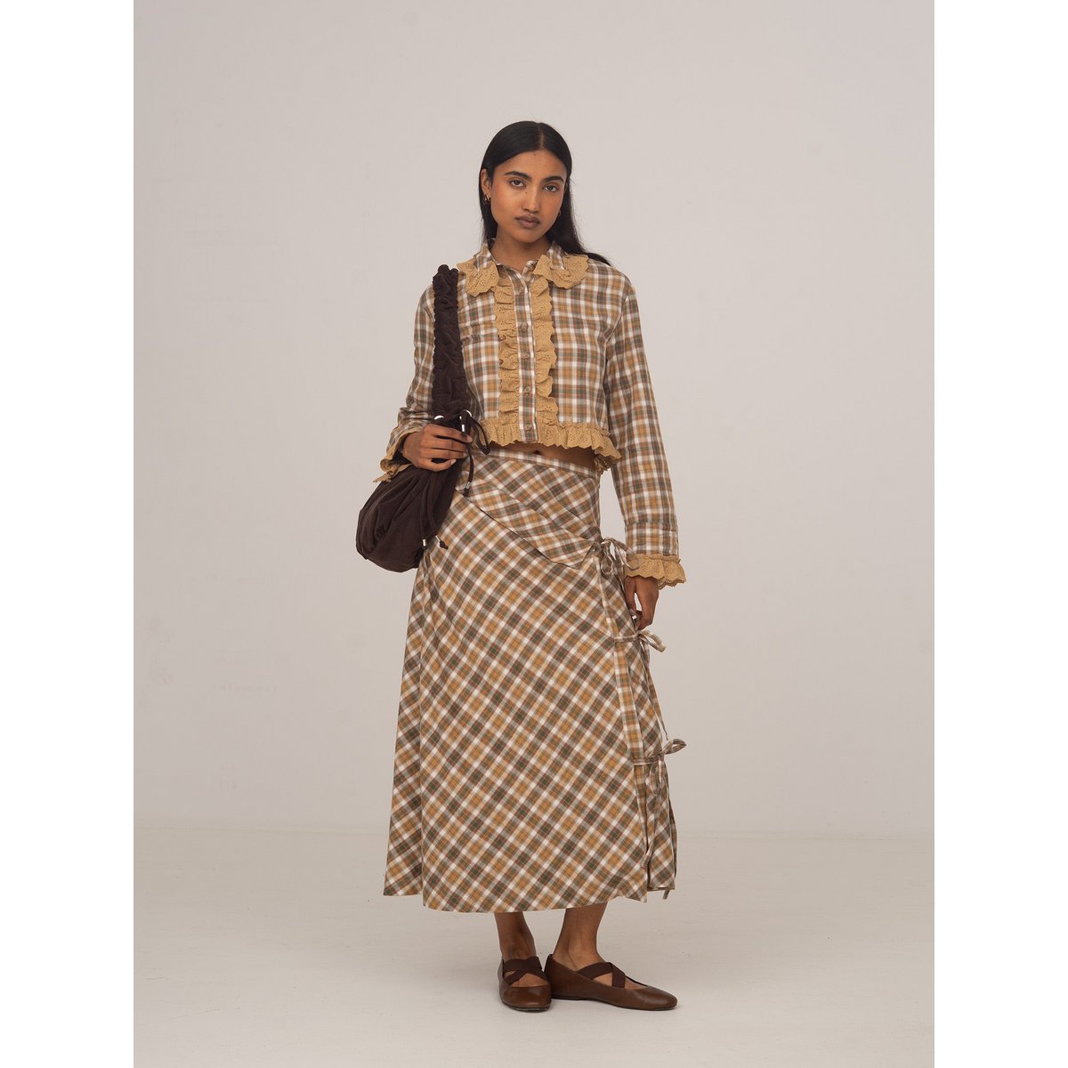 Willow Brown Plaid Crop Shirt
