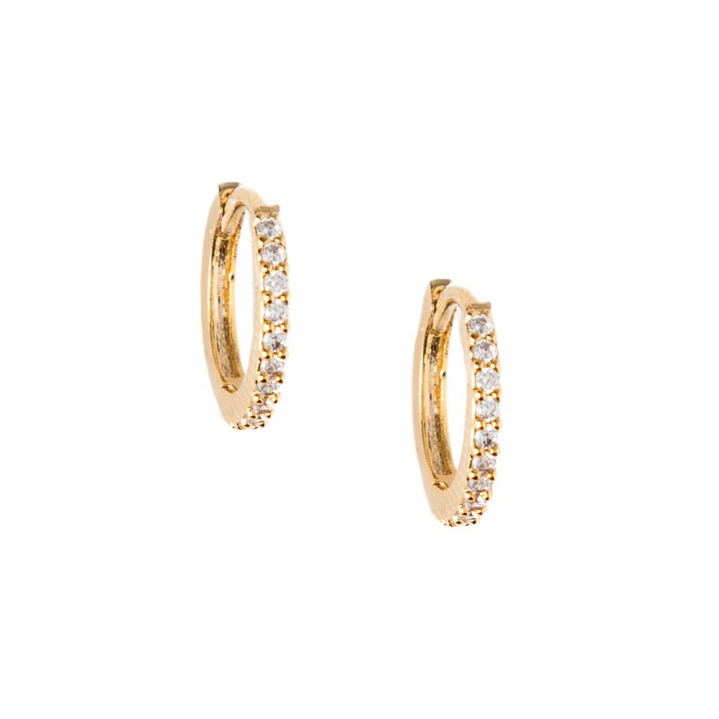 Mini Pave Huggie Hoop Gold