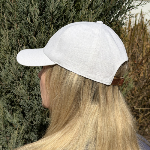 Hvid linned baseballkasket | Ren minimalistisk hætte | Sommer essentiel