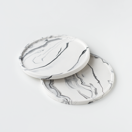 Jesmonite White Marble Round Trinket Tray