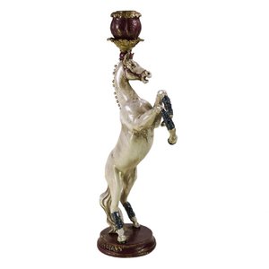 Candlestick circus horse, white, polyresin, 15x9.5x35.5cm