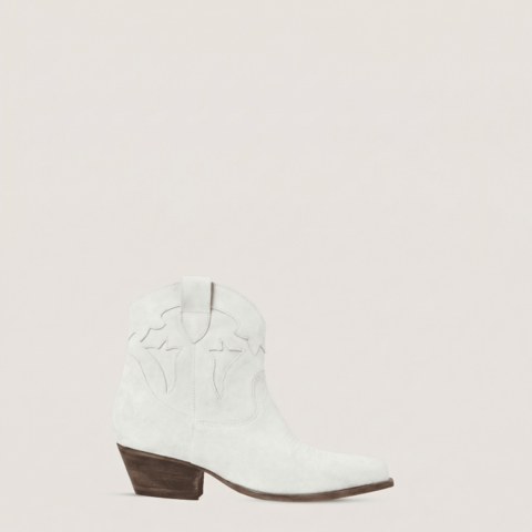 Vicky White Texan Ankle Boots