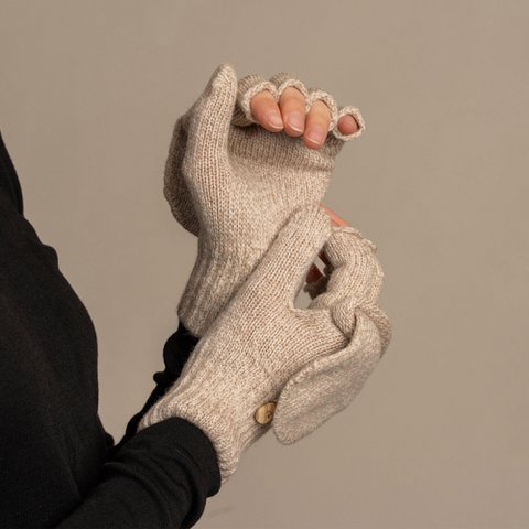 Converteerbare dameshandschoenen van gebreide merino
