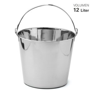 Stainless steel bucket with 12 L scale