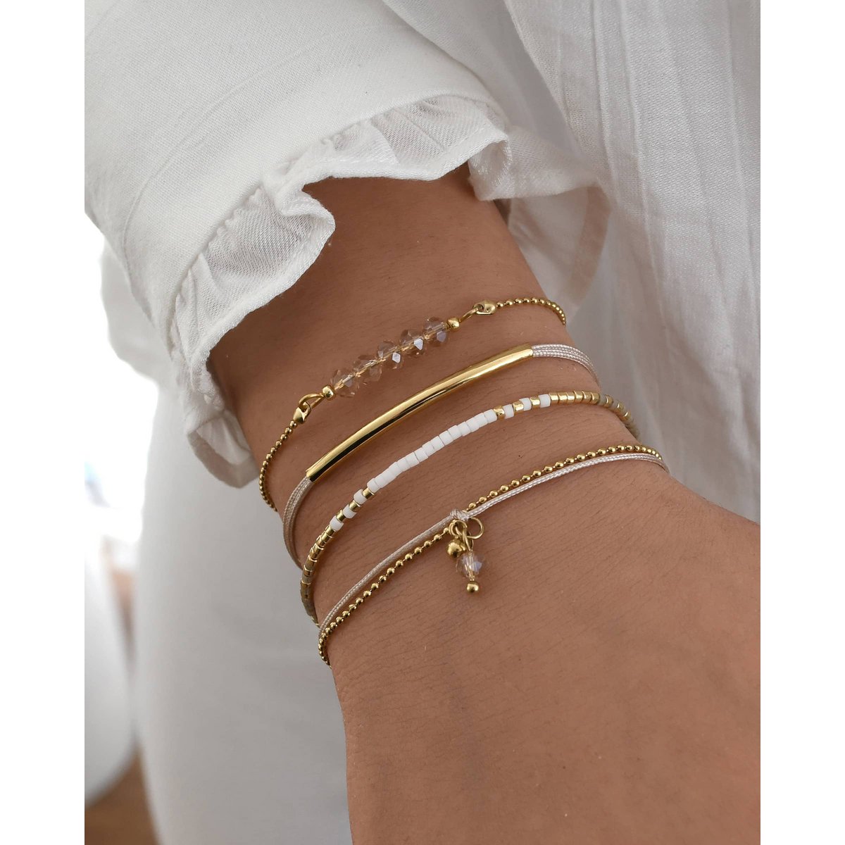 Bracelet Set 'White & Natural'