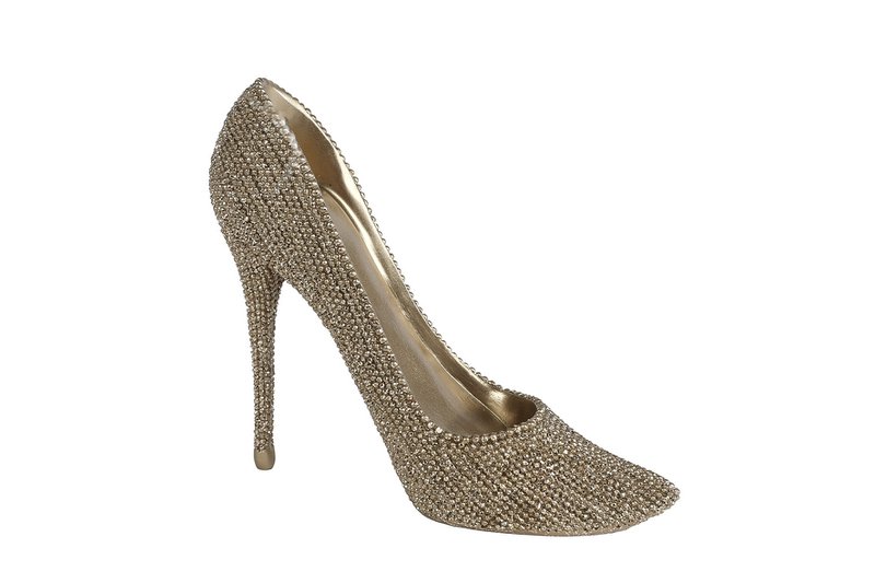 Skulpturpumpe glitter guld