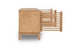 Tanner Console multimédia à quatre portes en bois de frêne et lin