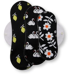 Wiederverwendbare Stoffmenstruationspolster 3 -Pack (S, M, L) - Weiße Flügel