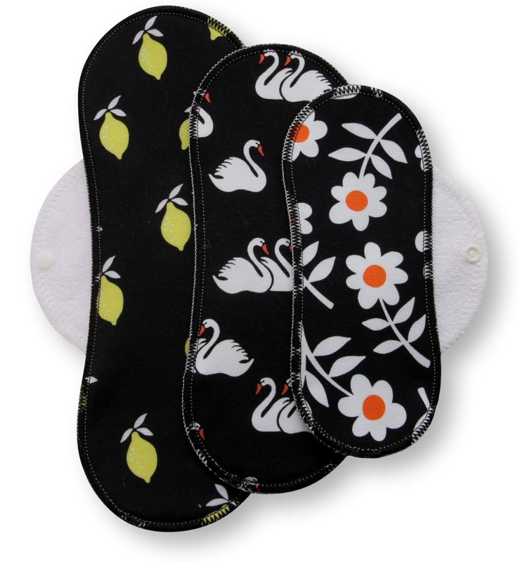 Wiederverwendbare Stoffmenstruationspolster 3 -Pack (S, M, L) - Weiße Flügel