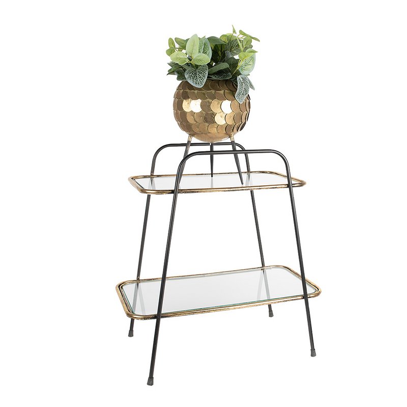 Planthouder Ø 22x28 cm Goudkleurig Zwart IJzer Bloempot op Poten