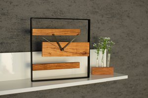 Moderne olijfhouten wandklok