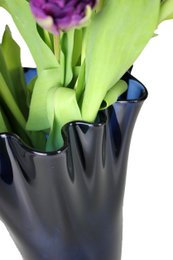 Vase glass wavy dark blue table vase blue glass vase 30 cm high