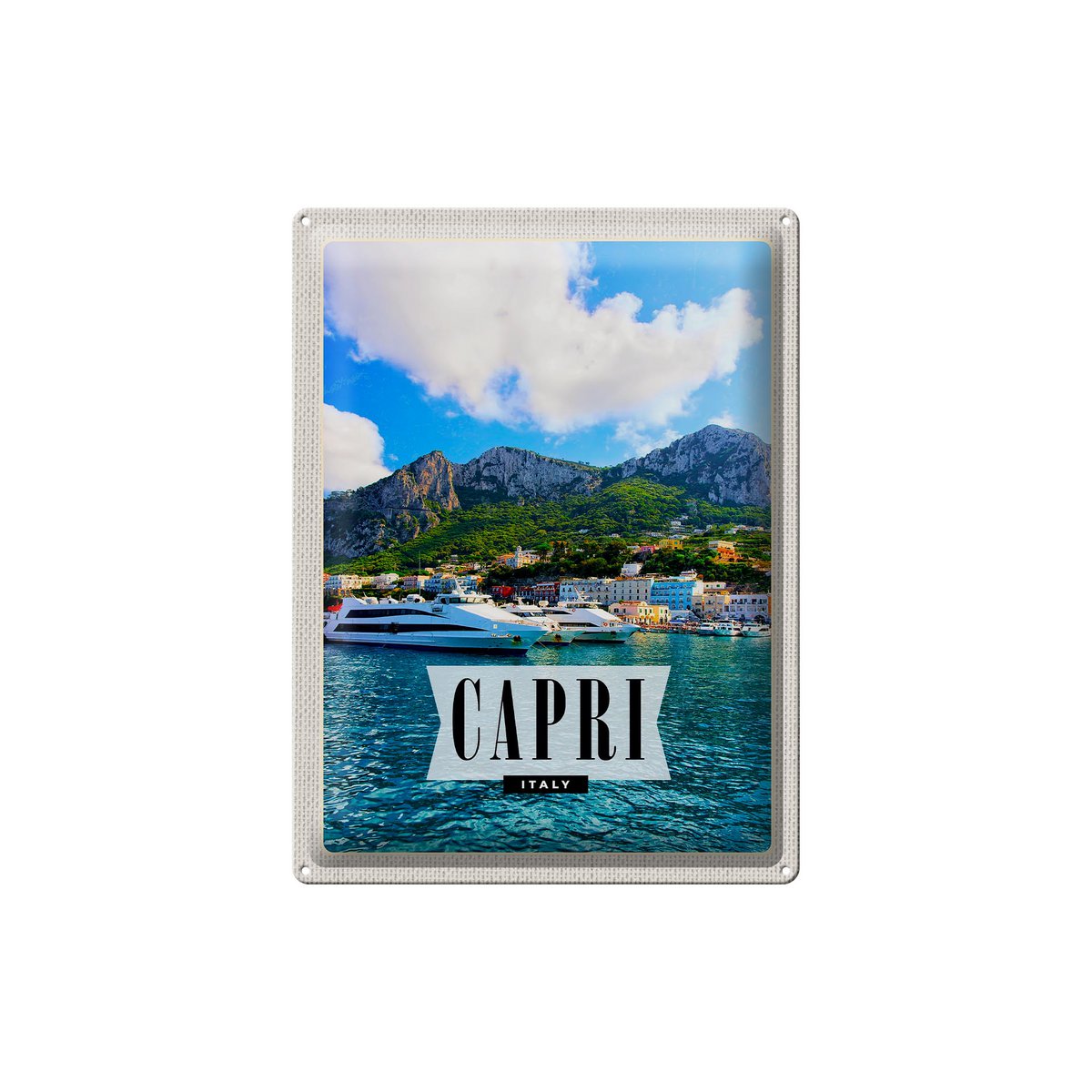 Tin Sign Travel 30x40cm Capri Italy Island Sea Vacation