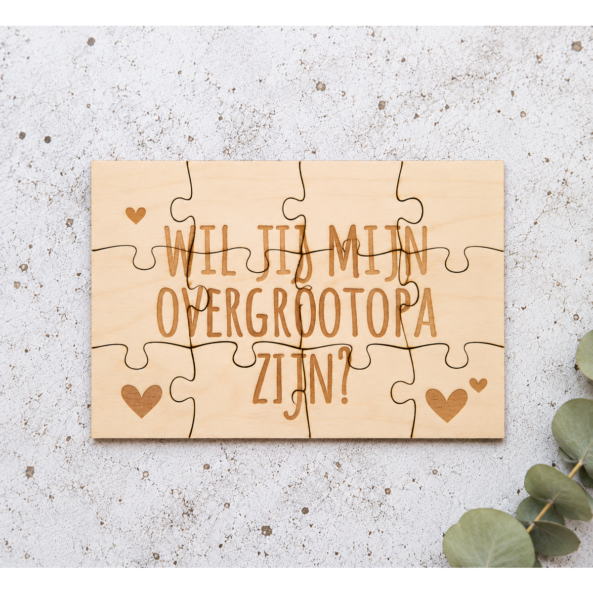 Aankondiging houten puzzel | overgrootopa