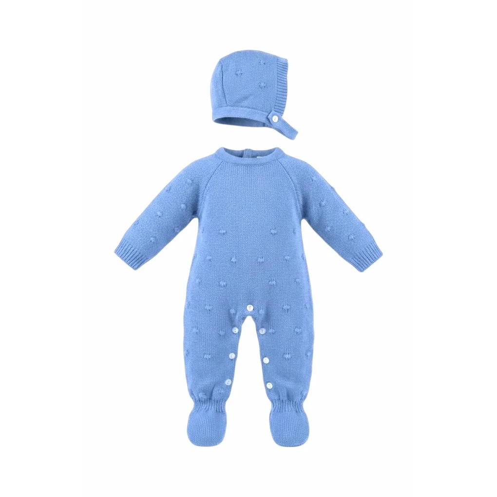 Baby strik sovedragt med motorhjelm, dreng