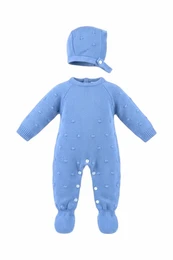 Baby strik sovedragt med motorhjelm, dreng