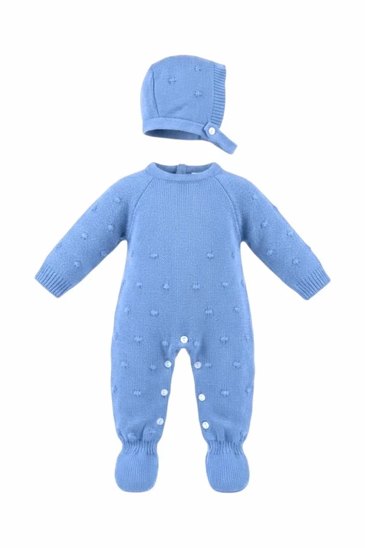 Baby strik sovedragt med motorhjelm, dreng