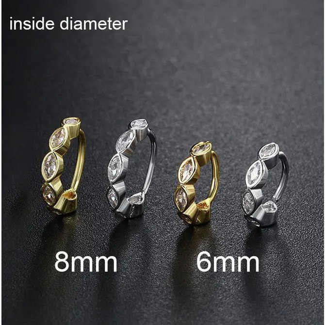 Rvs Hoop Earring Vrouwen Zirconia Crystal Piercing Oor Daith Helix Tragus Kwab Kraakbeen Stud Earring Piercing Sieraden