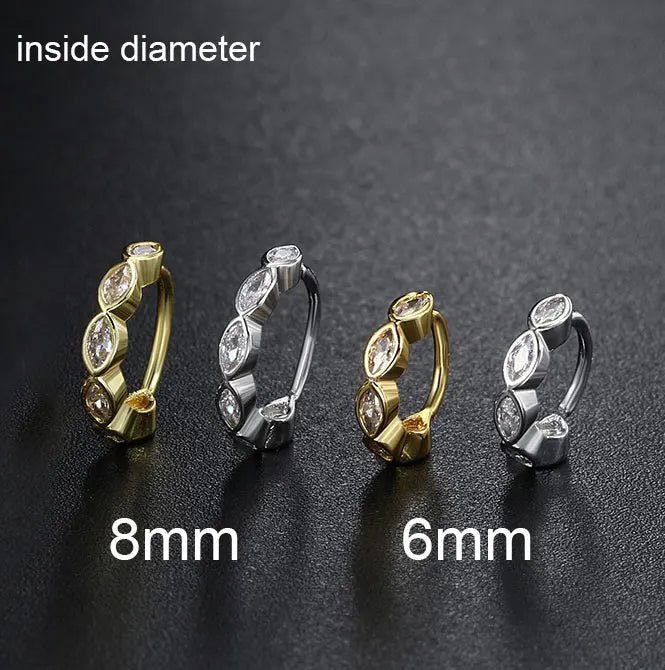 Rvs Hoop Earring Vrouwen Zirconia Crystal Piercing Oor Daith Helix Tragus Kwab Kraakbeen Stud Earring Piercing Sieraden
