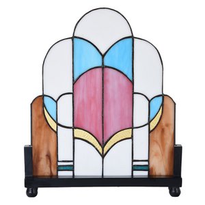 Glass panel Tiffany 30x3x25 cm White Pink Glass Glass Art
