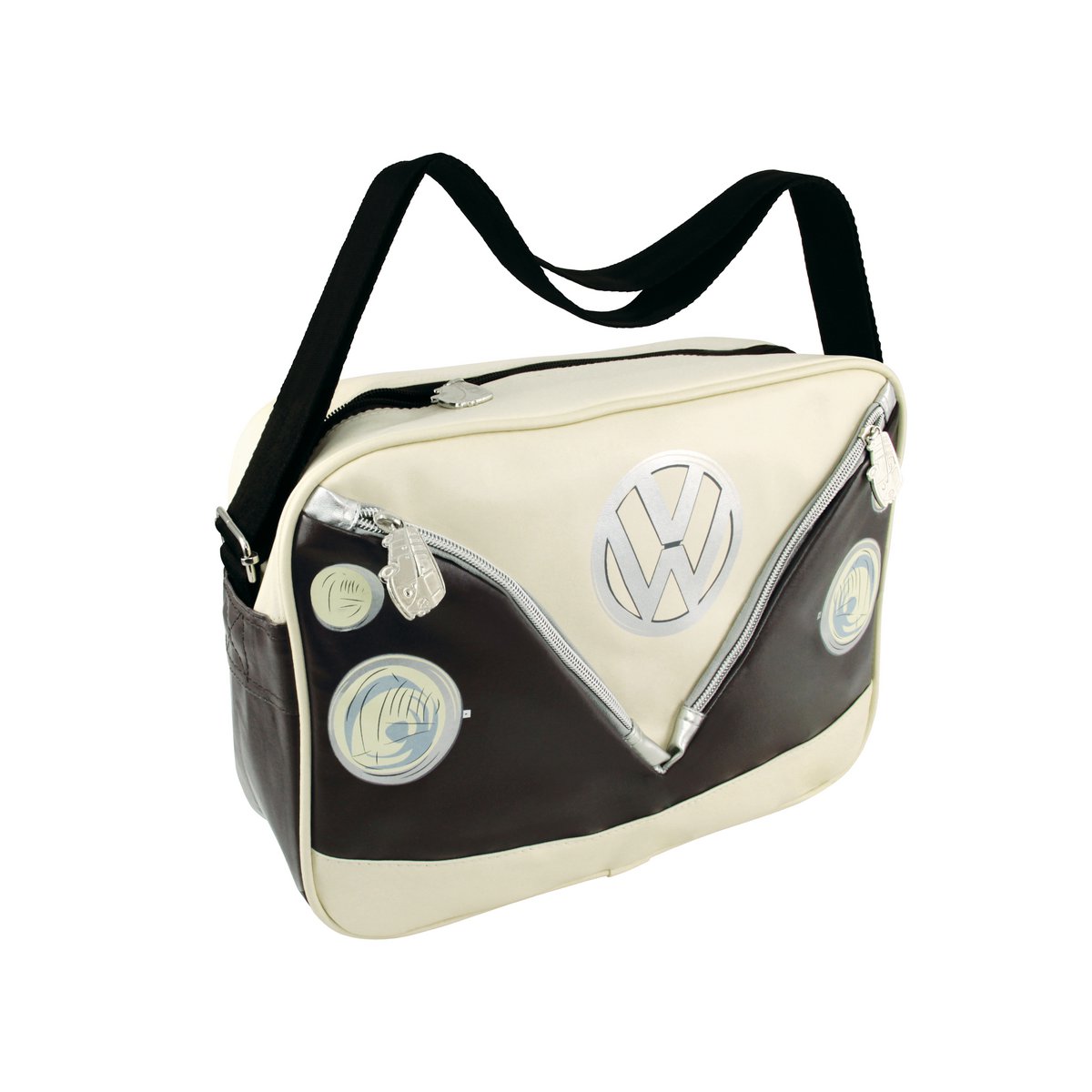 Volkswagen VW T1 Bus Shoulder Bag Landscape - Front/Brown