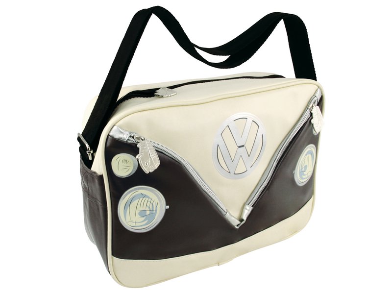 Volkswagen VW T1 Bus Shoulder Bag Landscape - Front/Brown