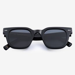 Black square-framed sunglasses with a sleek, modern design.