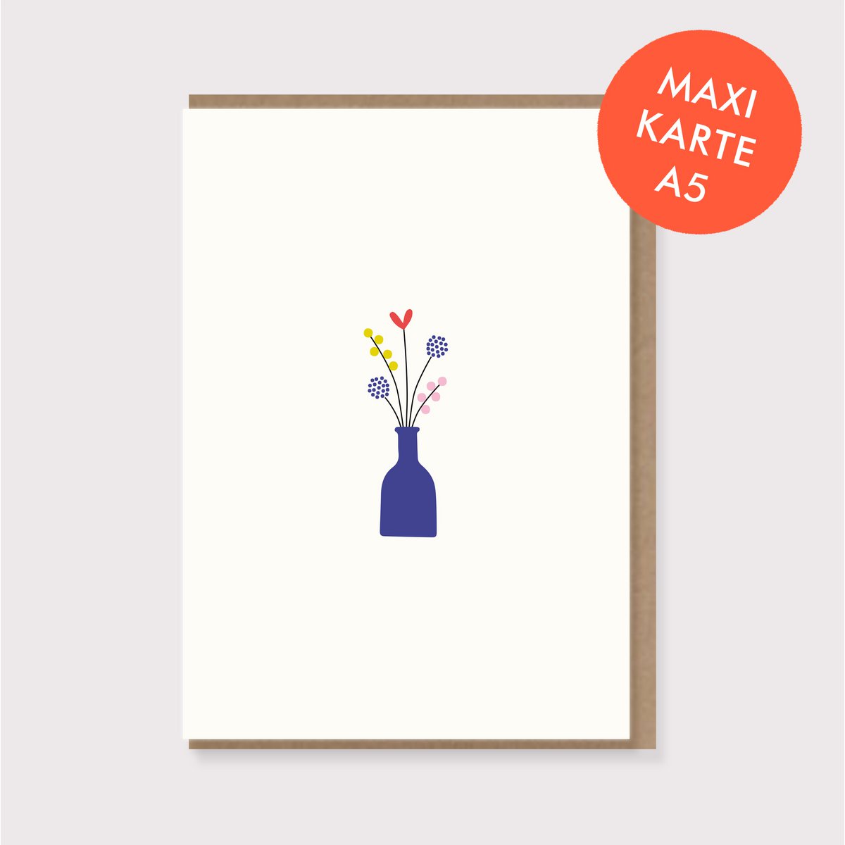 Maxi vouwkaart met envelop - "Boeket bloemen in een blauwe vaas"