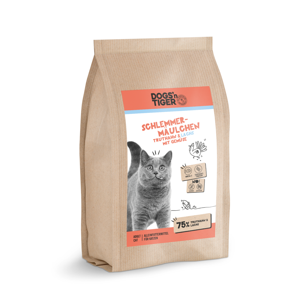 Dogs’n Tiger Adult Premium cat food, dry food, grain-free, sweet tooth, turkey & salmon