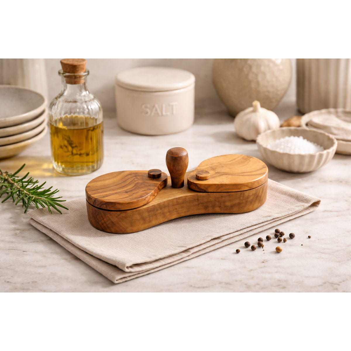 Salt and Pepper box - Olive wood