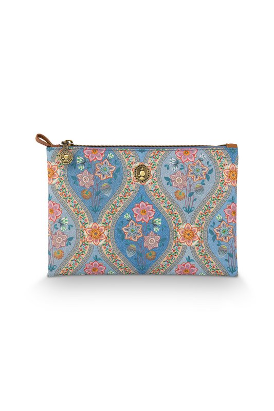 Charly Cosmetic Flat Pouch Medium Ornamento Blue 24x1x15.5cm
