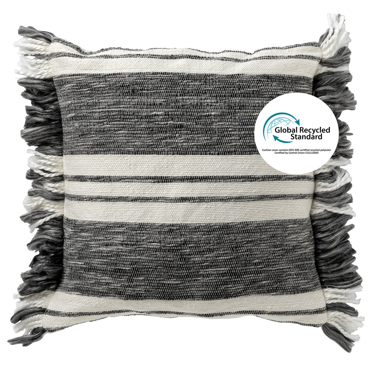 Dutch Decor EDGAR - Cushion 45x45 cm - 85% recycled polyester - Eco Line - Charcoal Gray - Anthracite, white