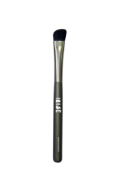 A black and silver eye makeup brush with a soft, fluffy bristle head. The brush is designed for applying and blending eye shadow, providing a smooth and seamless application.