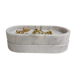 Vassoio in marmo, bianco ovale