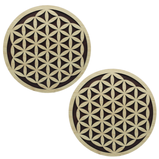 Houten Rooster Dubbellaags Flower of Life 25cm Set van 2 stuks