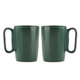 Two green ceramic mugs with handles, each holding 250 ml of liquid. The mugs have a simple, minimalist design and are part of the FUORI 30039 collection.