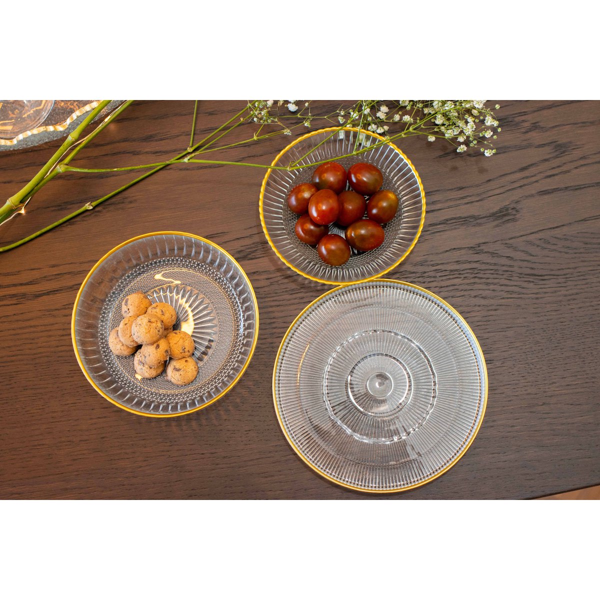 Goldline 16x16x2cm striped dessert plate