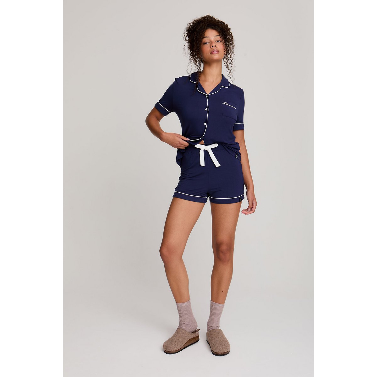 Bamboo Shirt Short Set in Midnight