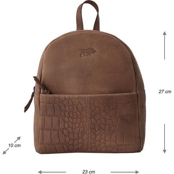 Backpack Ladies con crofone in pelle marrone chiaro - zaino in pelle di lusso con stampa di coccodrilli, una combinazione perfetta di stile e funzionalità per l'uso quotidiano.