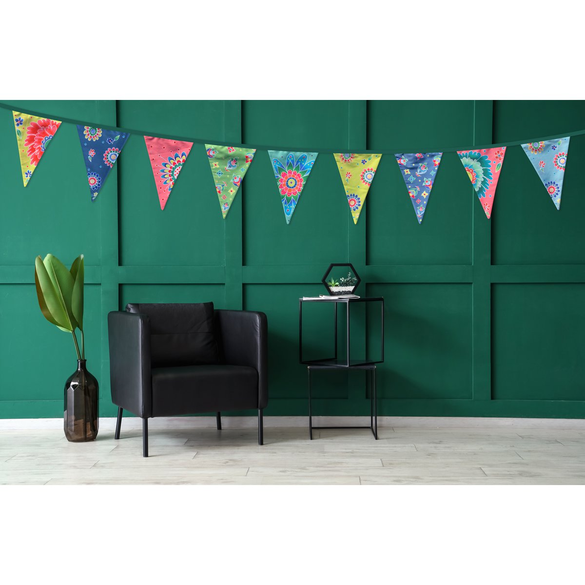 Stoffgirlande Blumen XL - Stoffflaggen - Partygirlande