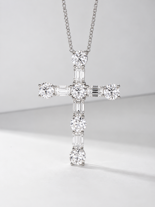 7.3ct Majestic Moissanite Cross Pendant halskæde
