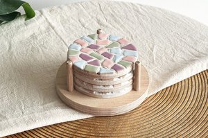 DIY package mosaic coasters (including holder)