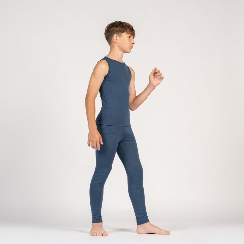 Dziecięca koszulka bez rękawów i dół z denimu Merino 160