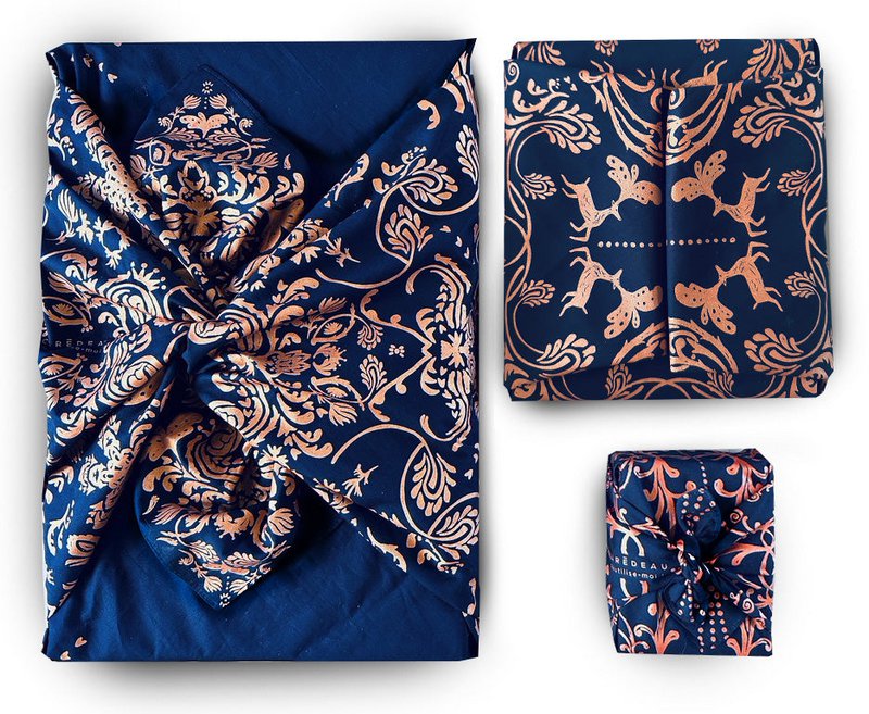 Set of 3 Reusable Recycled Cotton Gift Wrapping MYSTERIOUS Family Pack