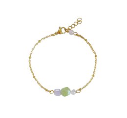 Peridot, Chalcedony and Rose Quartz Bracelet - Gold